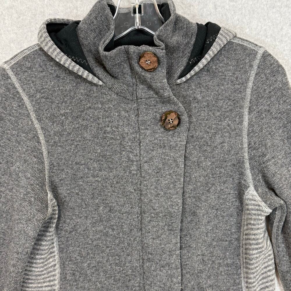 prAna Kari Sweater Jacket Wool Blend Size S Striped Hooded Cozycore Everyday - Picture 3 of 16